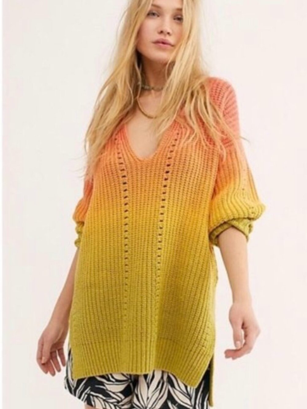 FREE PEOPLE COME TOGETHER OMBRE SWEATER TUNIC